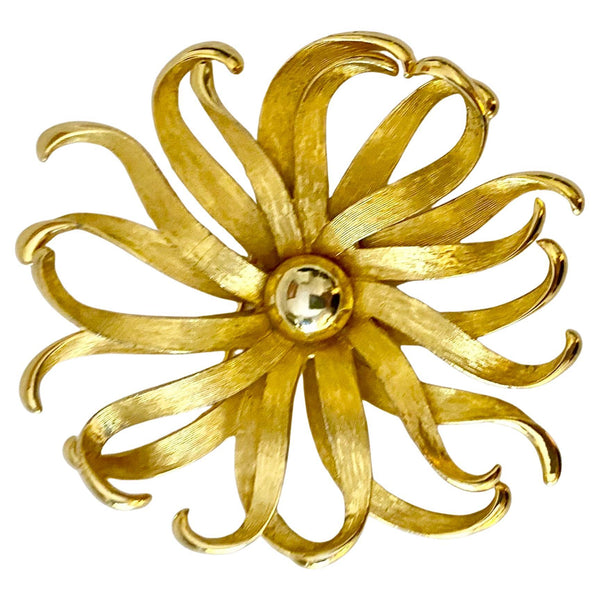 1960s Givenchy Brooch Gold Tone Flower