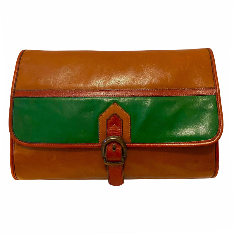 1970s Yves Saint Laurent Rive Gauche Color-Block Leather Clutch – Ballets Russes Era Boho