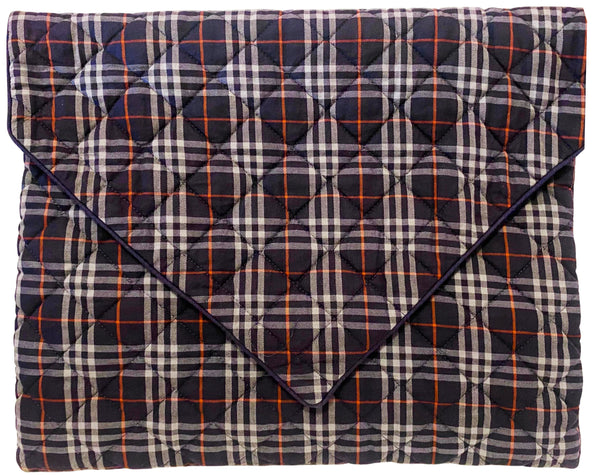 1980s  Burberry Blue Tartan Travel Bag Laptop Sleeve Bag - STYLE-CHNGR