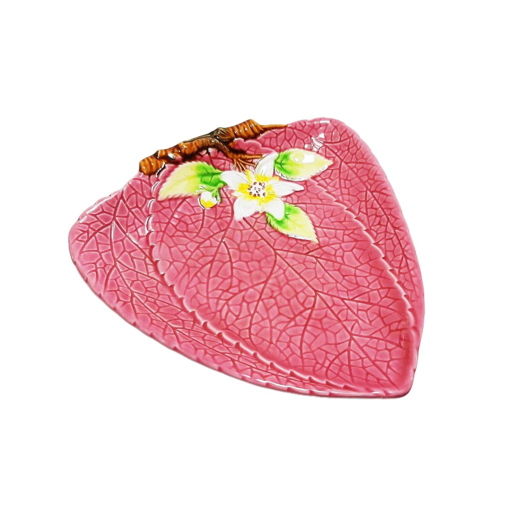 1980s Christian Dior Ceramic Pink Leaf Decorative Bowl - STYLE-CHNGR