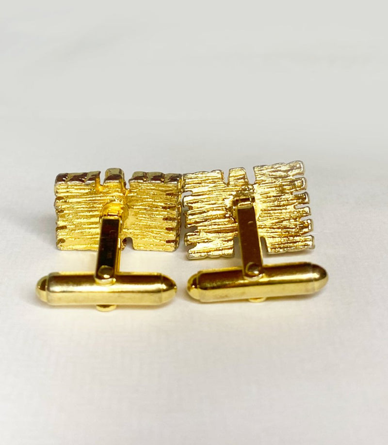 1980s Christian Dior Gold Tone Brutalist Nugget Cufflinks - STYLE-CHNGR