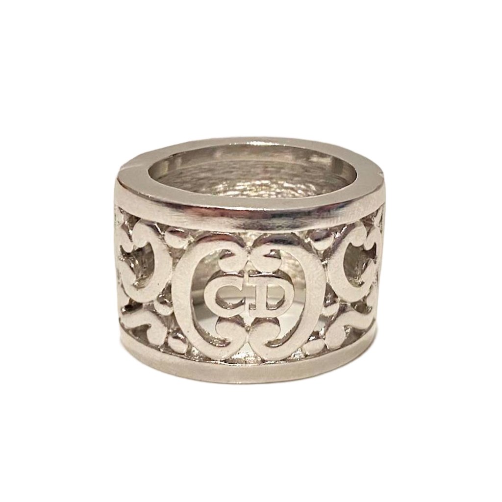 1980s Christian Dior Scarf Rhodium Plated Art Nouveau Design Ring - STYLE-CHNGR