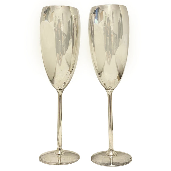 1980s Christian Dior Vintage Stainless Steel Champagne Flutes (Set of 2) - STYLE-CHNGR