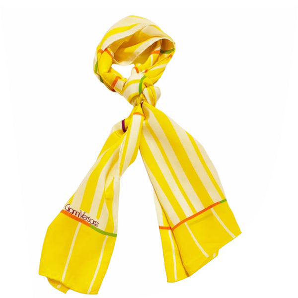 1980s Gianni Versace Abstract Print Yellow Silk Long Scarf - STYLE-CHNGR