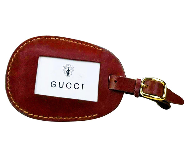1980s Gucci Burgundy Leather Luggage Tags and Key Holder - STYLE-CHNGR