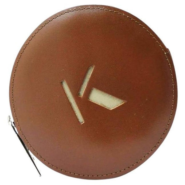 1980s Krizia Brown Leather Logo Round Zipped Wallet