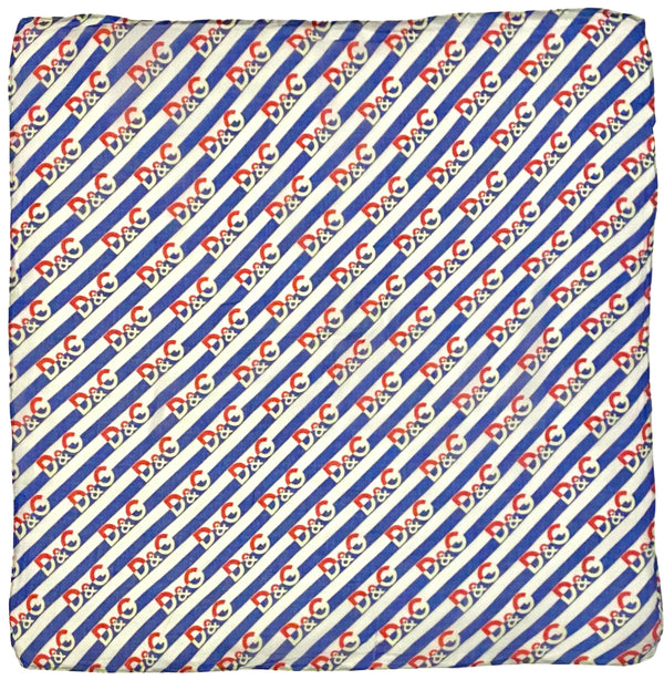 1990s D&G Dolce & Gabbana Cotton Blue Red Logo Squared Scarf - STYLE-CHNGR
