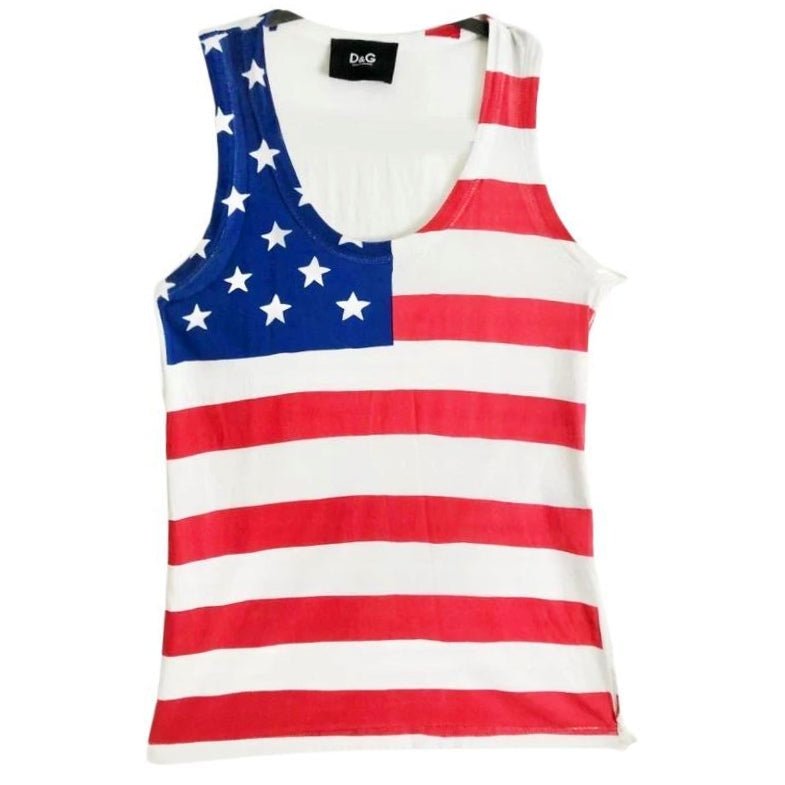 1990s Dolce & Gabbana USA Flag Print Tank Top