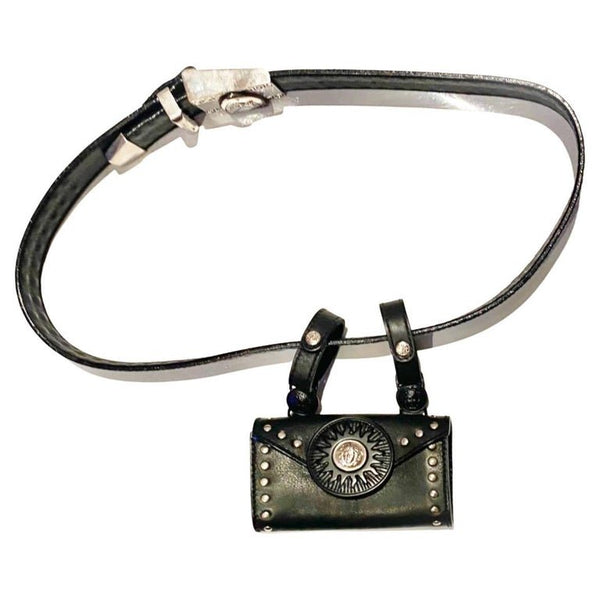 1990s GIANNI VERSACE STUDDED MEDUSA LEATHER MINI BUM BAG BELT - STYLE-CHNGR