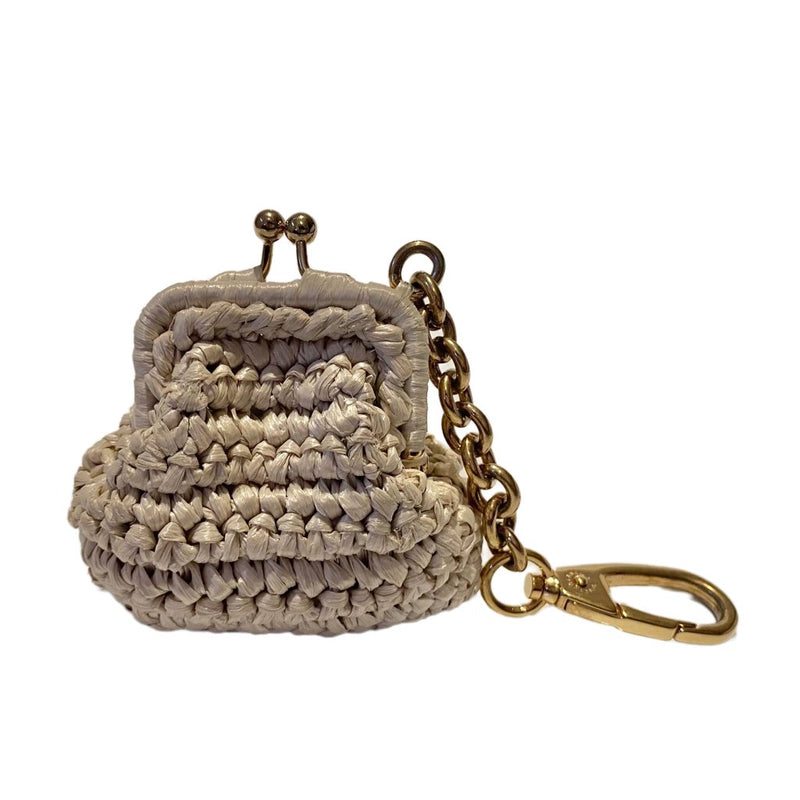 2000s Dolce & Gabbana Zip Coin Wicker Purse Key Ring