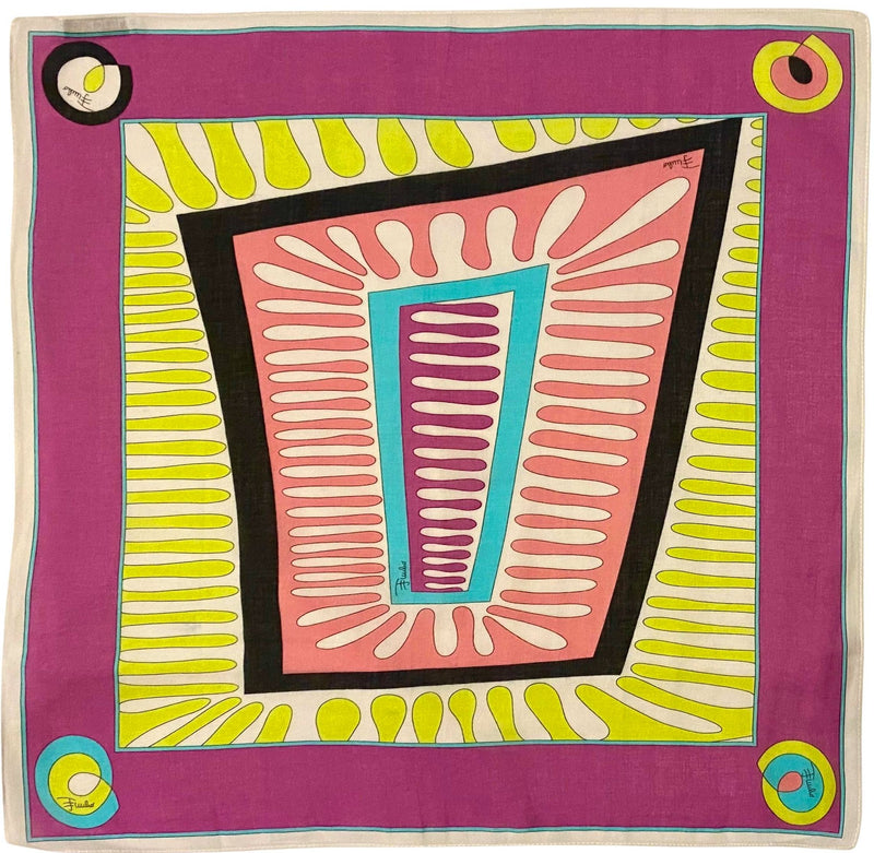 2000s Emilio Pucci Geometric Logo Cotton Handkerchief Scarf