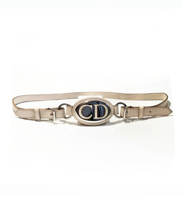 2000s John Galliano for CHRISTIAN DIOR METAL CD LOGO BUCKLE BELT - STYLE-CHNGR