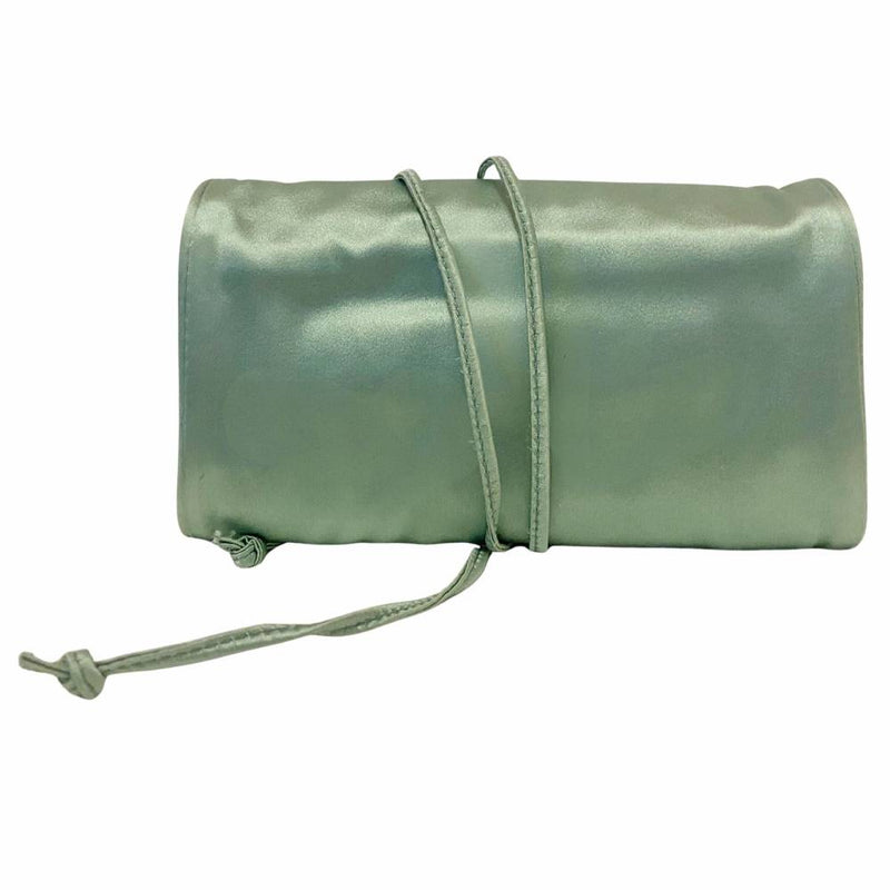 2000s Prada Mint Green Satin Jewelry Roll Pouch - STYLE-CHNGR