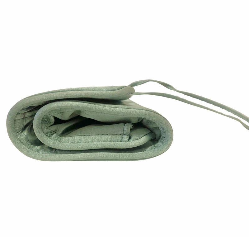 2000s Prada Mint Green Satin Jewelry Roll Pouch - STYLE-CHNGR