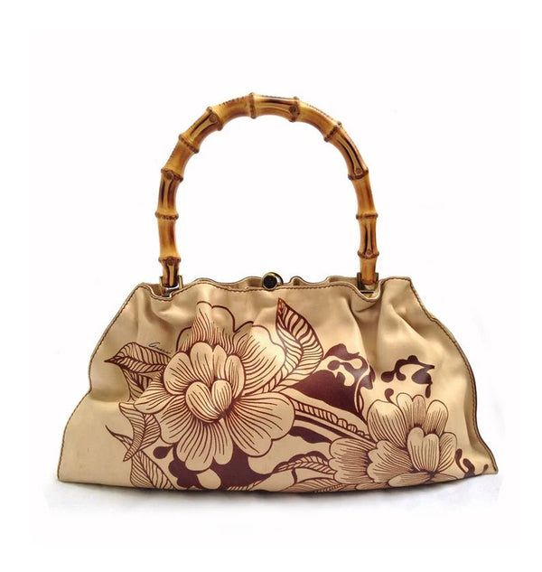 2000s Tom Ford for Gucci Floral Leather Bamboo Bag - STYLE-CHNGR