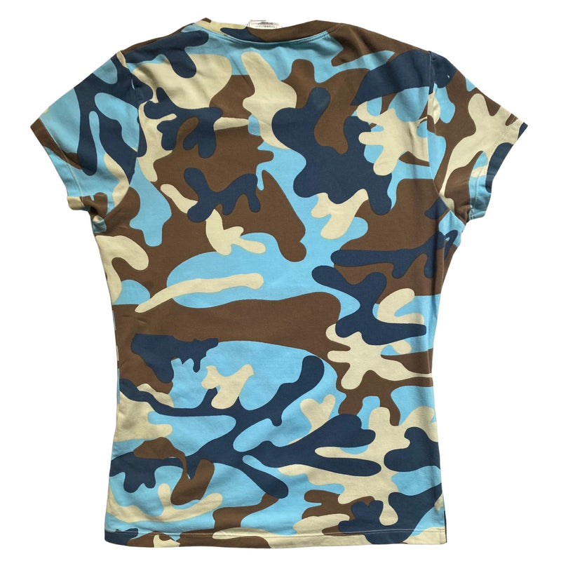 2002  John Galliano Era Christian Dior Blue Green Camo T-Shirt