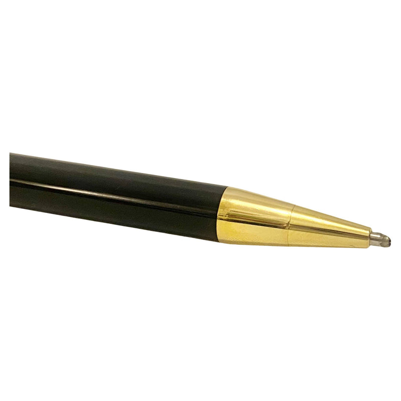 1980s Vintage Valentino Garavani Lacquered Black Gold Ballpoint Logo Pen