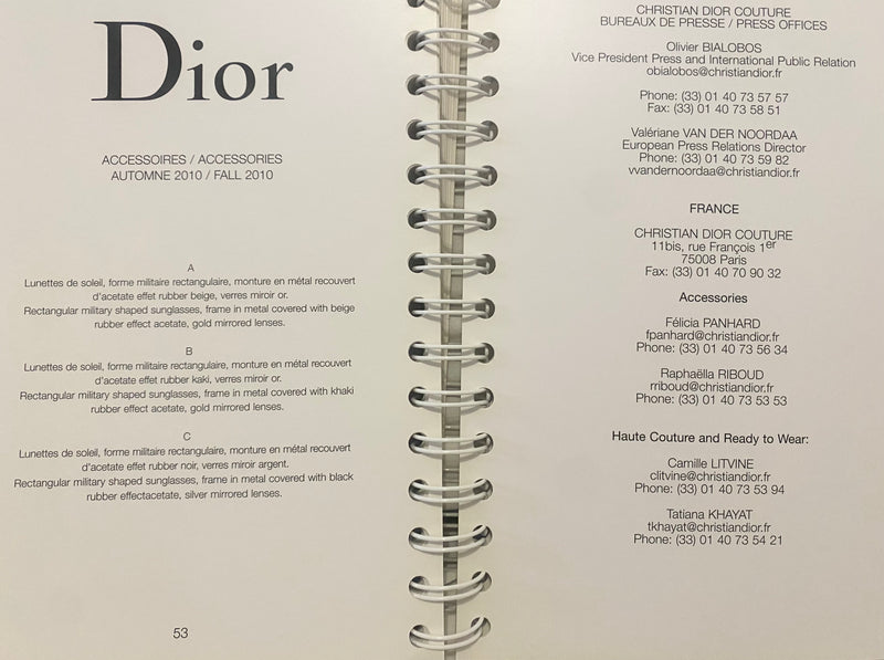 2010s Dior Accessories Insider Catalog Lookbook on Binder