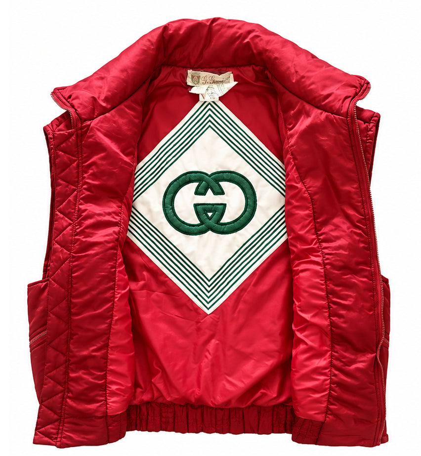 1980S Gucci Pink Puffer Gilet Vest Jacket