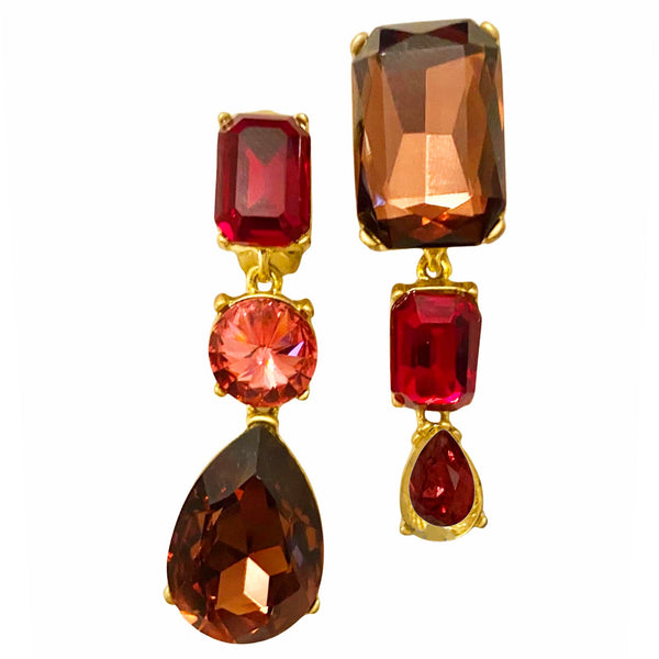 Oscar De La Renta 'Asymmetrical Glamour" Dangle Drop Stone Earrings - STYLE-CHNGR
