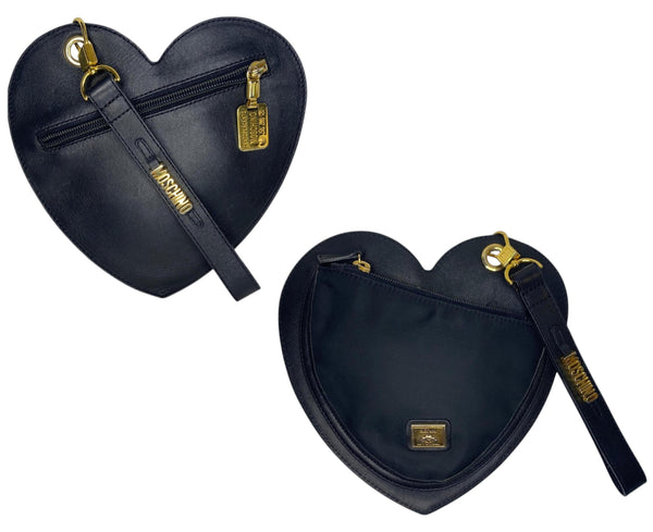 Vintage 90s Moschino by Redwall Heart Wristlet Pouch Mini Bag 