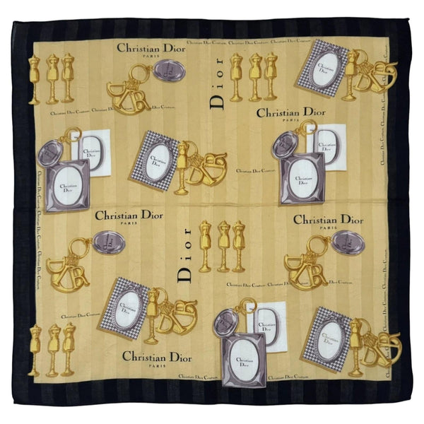 1980s Christian Dior  Couture Charms Silk Scarf