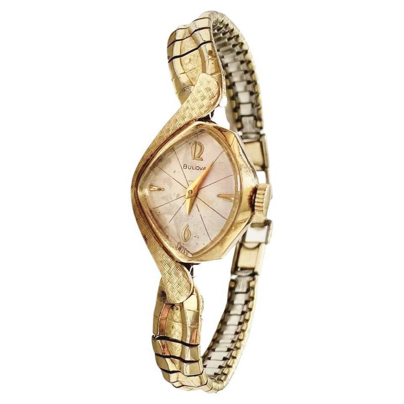 1940s Bulova 10k Rolled Gold Plate Jewel Cocktail Wristwatch