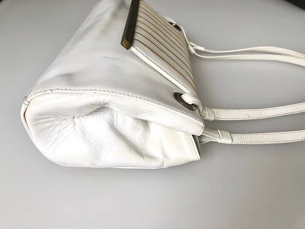 1970's BALMAIN PARIS WHITE LEATHER BAG - STYLE-CHNGR