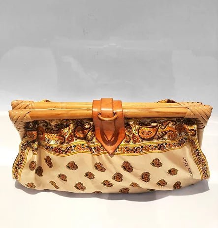 1970s CHRISTIAN DIOR SILK BOHEMIAN PAISLEY BAMBOO CLUTCH BAG - STYLE-CHNGR