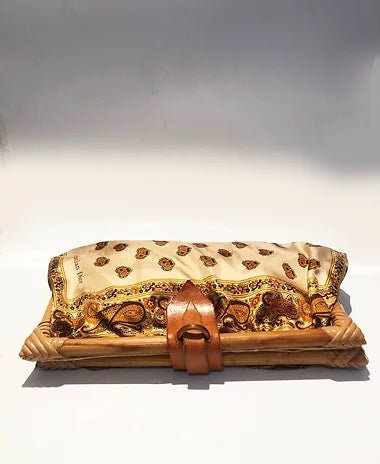 1970s CHRISTIAN DIOR SILK BOHEMIAN PAISLEY BAMBOO CLUTCH BAG - STYLE-CHNGR
