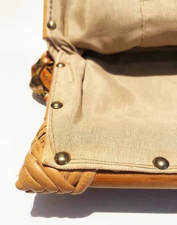 1970s CHRISTIAN DIOR SILK BOHEMIAN PAISLEY BAMBOO CLUTCH BAG - STYLE-CHNGR