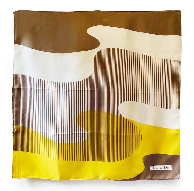 1970s CHRISTIAN DIOR WAVE ABSTRACT PRINT MULTICOLOR SILK SCARF