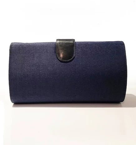 1980's GUCCI NAVY BLUE LOGO CLUTCH Canvas BAG - STYLE-CHNGR