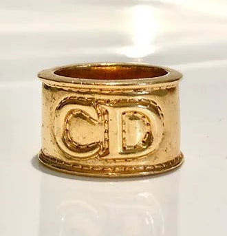 1980S Christian Dior Gold Tone Metal Scarf Ring