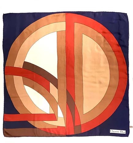 1980s CHRISTIAN DIOR ART DECO LOGO PRINT SILK SHAWL BABUSKHA SCARF