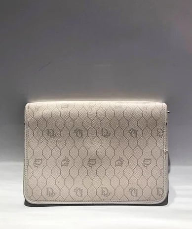 1980s CHRISTIAN DIOR WHITE Monogram Envelope CLUTCH BAG - STYLE-CHNGR