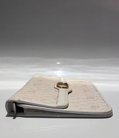 1980s CHRISTIAN DIOR WHITE Monogram Envelope CLUTCH BAG - STYLE-CHNGR