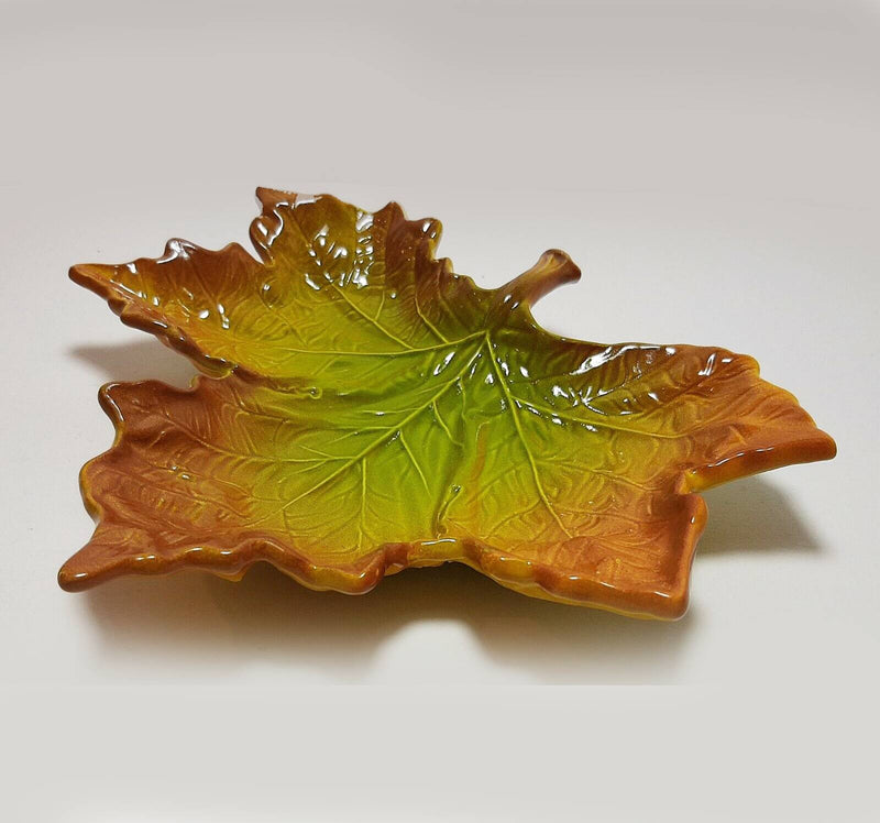 1980s Christian Dior Ceramic Green Leaf Decorative Bowl - STYLE-CHNGR