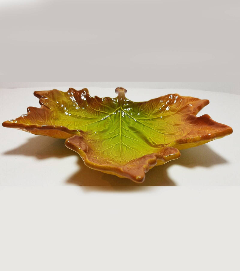 1980s Christian Dior Ceramic Green Leaf Decorative Bowl - STYLE-CHNGR