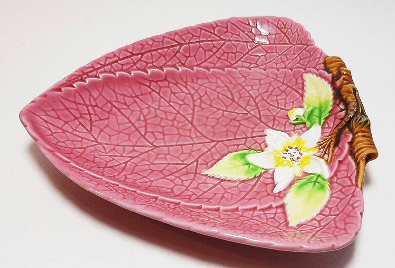 1980s Christian Dior Ceramic Pink Leaf Decorative Bowl - STYLE-CHNGR