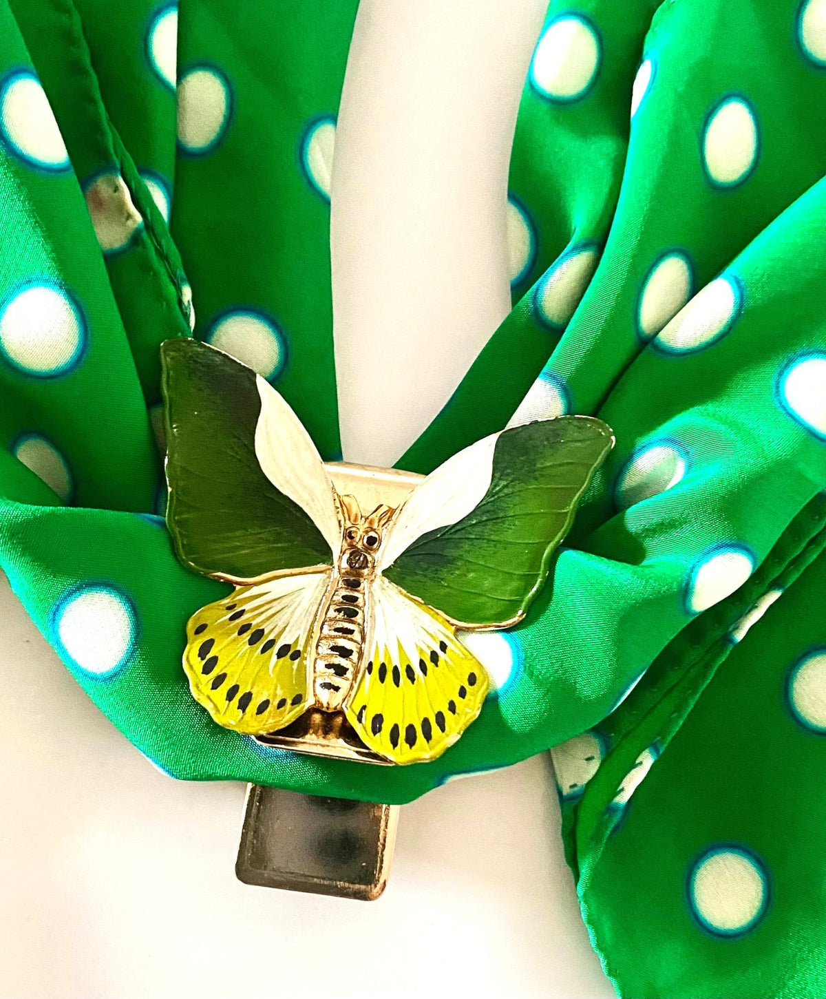 1980s  Christian Dior Enameled Butterfly Silver Clip Brooch - STYLE-CHNGR