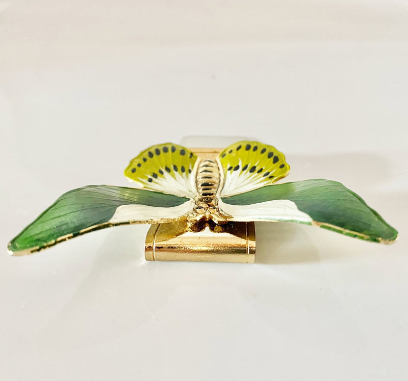1980s  Christian Dior Enameled Butterfly Silver Clip Brooch - STYLE-CHNGR