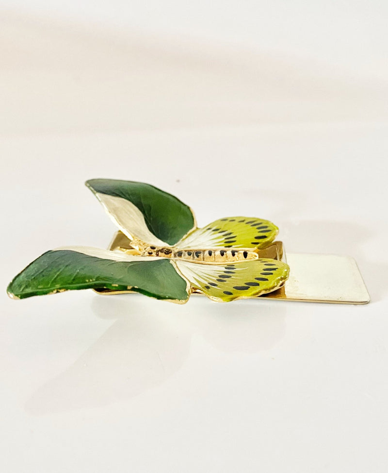 1980s  Christian Dior Enameled Butterfly Silver Clip Brooch - STYLE-CHNGR