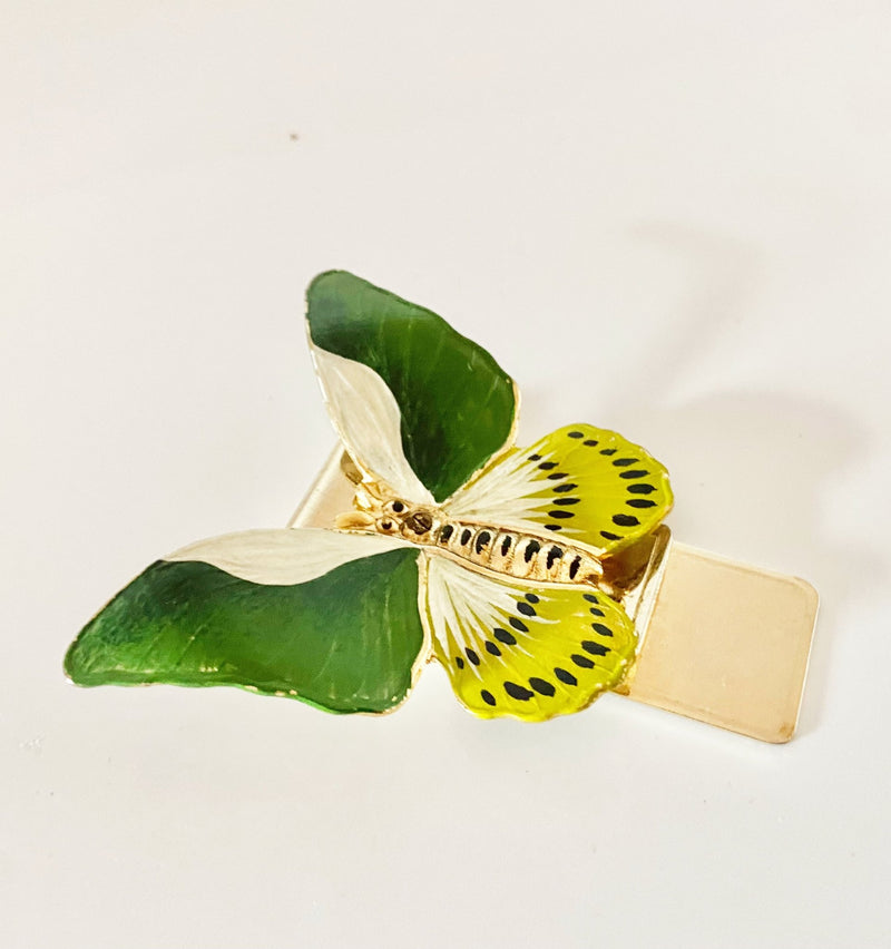 1980s  Christian Dior Enameled Butterfly Silver Clip Brooch - STYLE-CHNGR