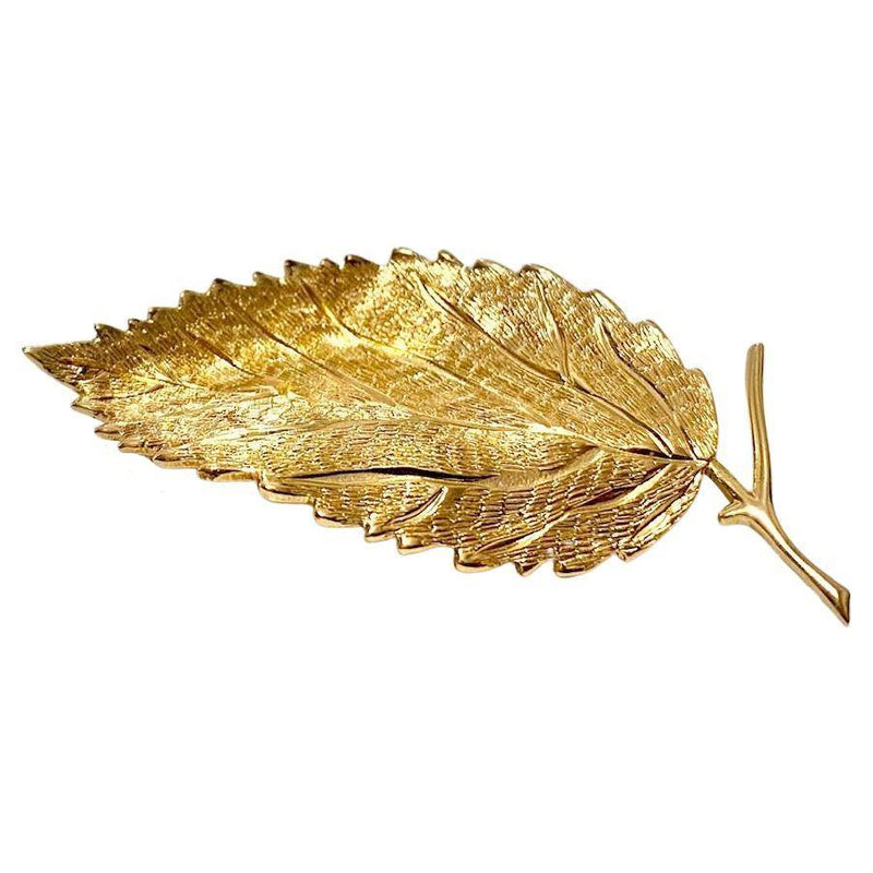 1980s Christian Dior Gold Plated Leaf Brooch