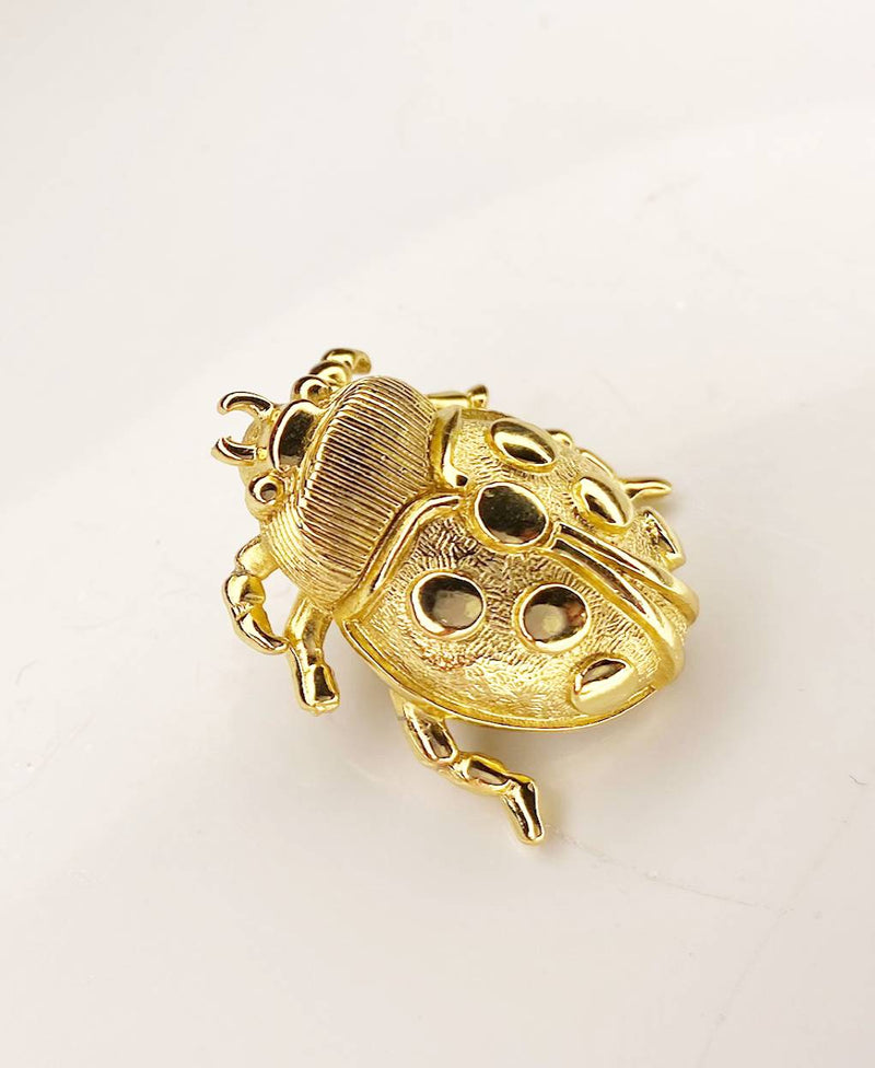 1980s Christian Dior Ladybird Gold Plated Vintage Pin Brooch - STYLE-CHNGR