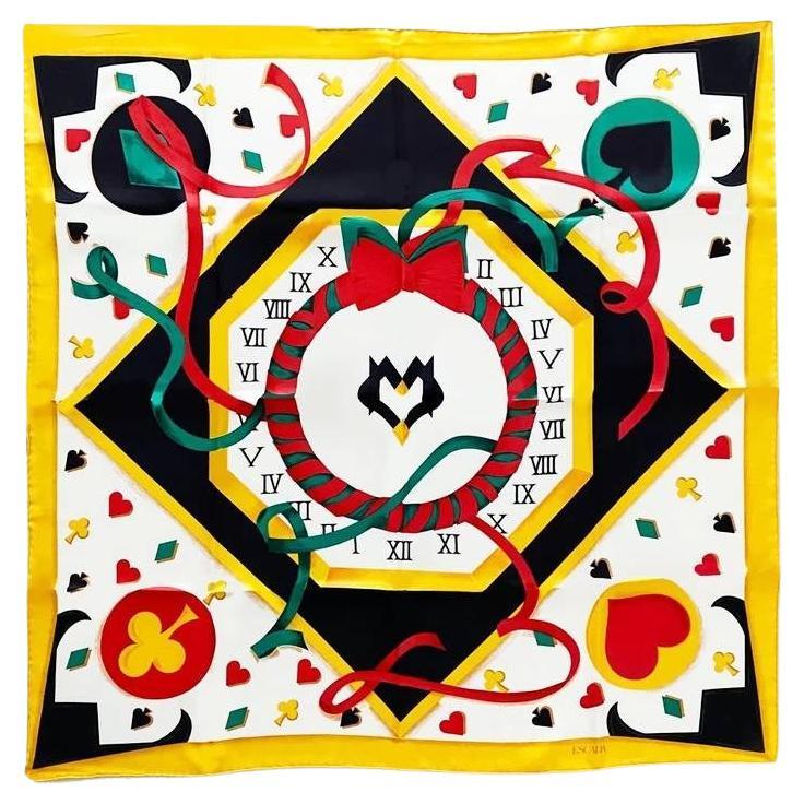 1980s ESCADA MULTICOLOUR ABSTRACT DECORATIVE SILK SCARF