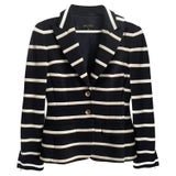 1980s ESCADA STRIPED VISCOSE BLAZER TUXEDO Blue White Blazer