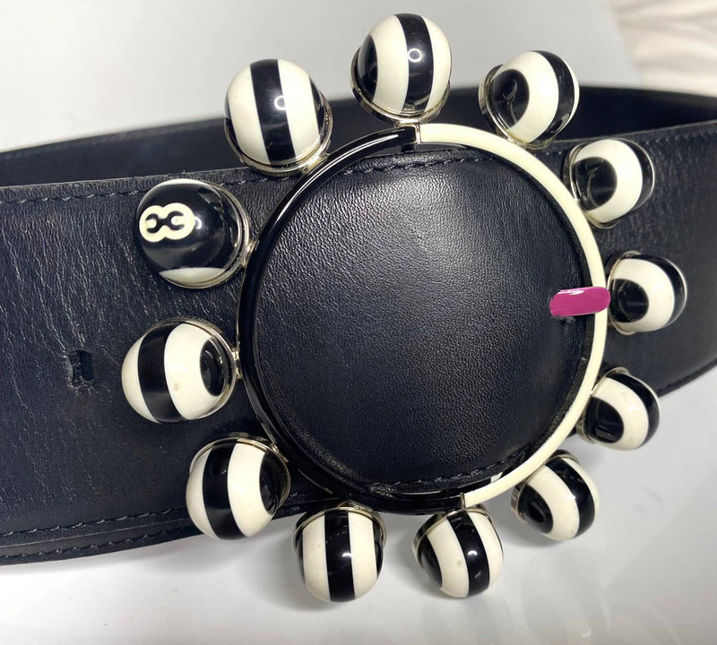 1980s Escada Novelty Snooker Balls Buckle Leather Belt - STYLE-CHNGR