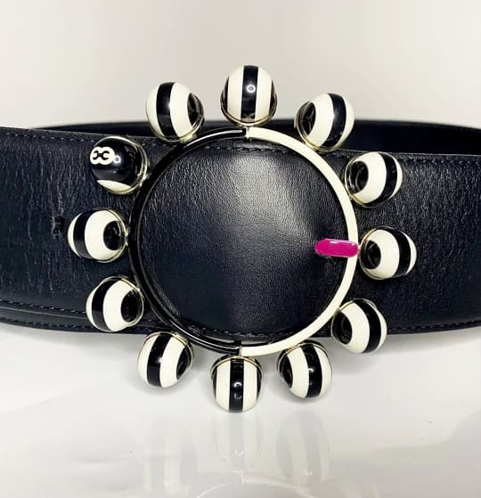 1980s Escada Novelty Snooker Balls Buckle Leather Belt - STYLE-CHNGR